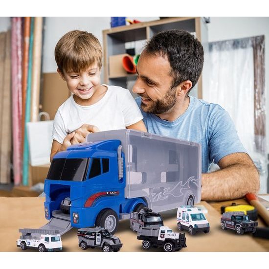 Nákladní auto se 6 kovovými autíčky a skluzavkou Carrier Truck