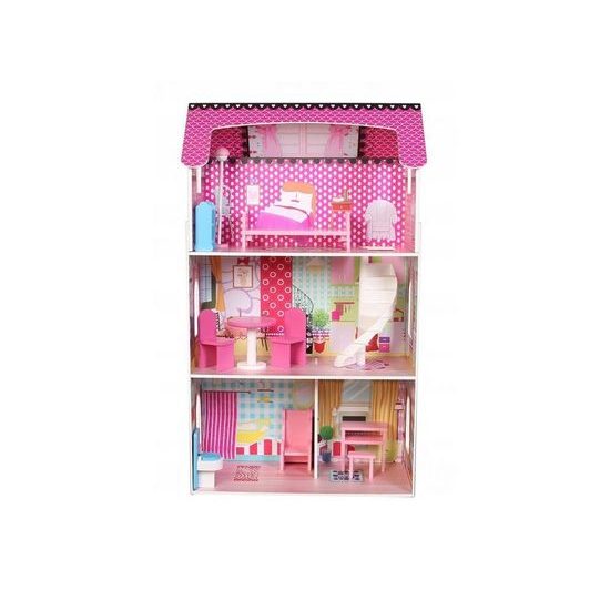 Ecotoys dřevěný domeček pro panenky se 3 patry