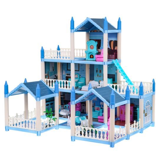 Domeček pro panenky Beautiful Home s příslušenstvím - modrý