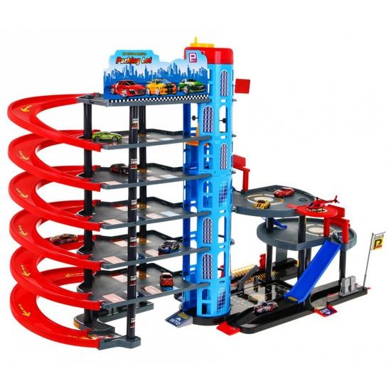 POŠKOZENÝ OBAL Parkovací XXL garáž s výtahem + 10 autíček Mega Parking