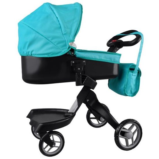 Alice moderní hluboký kočárek pro panenky 4544 tyrkysový