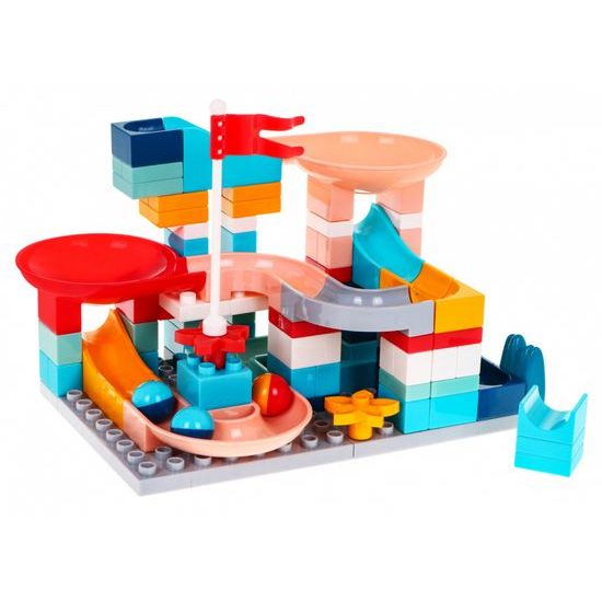 Majlo Toys dětská kuličková dráha 105 dílků Slide Blocks