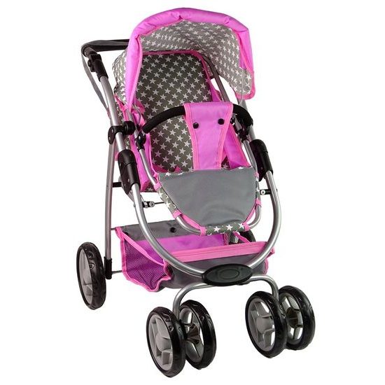 Alice velký sportovní kočárek pro panenky 3v1 - 9662 šedo-růžový