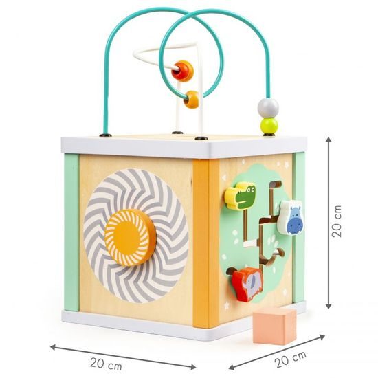 Ecotoys dřevěná edukační kostka s labyrintem Wooden Cube 5v1