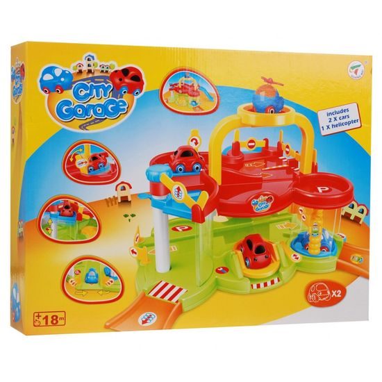 Majlo Toys parkovací garáž pro nejmenší + 2 autíčka
