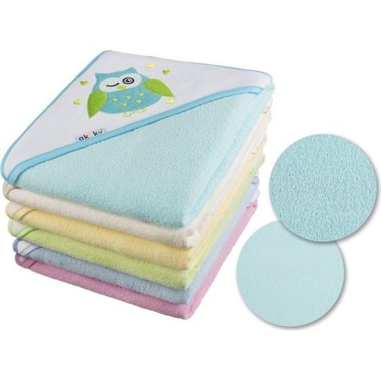 Akuku Dětská osuška s kapucí 100x100cm SOVIČKA ecru