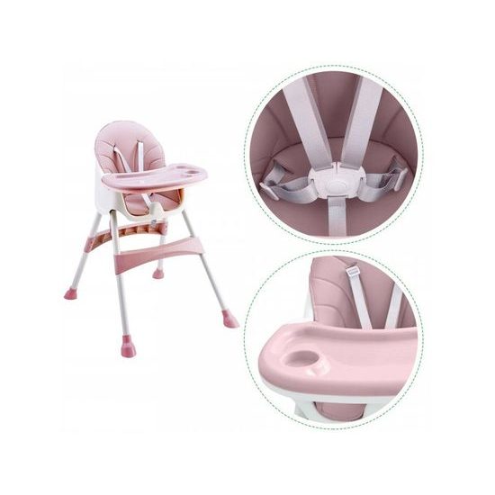 Ecotoys jídelní židlička 2v1 Pink HC823 růžová