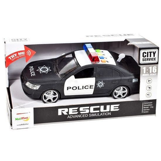 Policejní auto se světly a zvuky City Rescue 1:16 černé