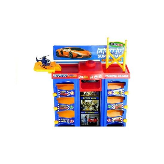 Majlo Toys parkovací garáž s výtahem a helikoptérou + 3 autíčka