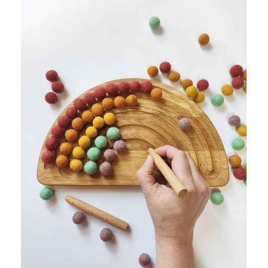 Deska - "duha" - 5 žlábků s barevnými kuličkami