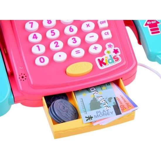 Dětská elektronická pokladna s kalkulačkou Deluxe Shopping růžová