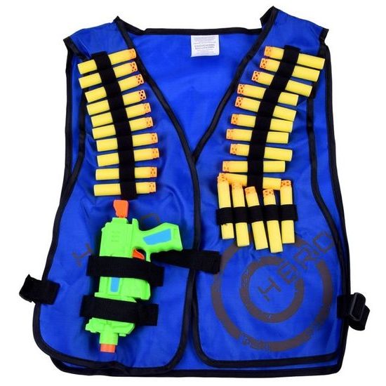 Nerf bojová vesta s pistolí a náboji - modrá