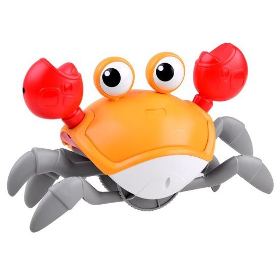 Natahovací pohyblivý krab hračka pro nejmenší Cute Crab - oranžový
