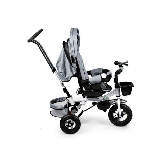 Ecotoys dětská tříkolka s otočným sedadlem a nafukovacími koly Rotage šedá