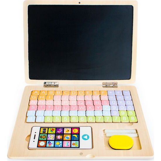 Ecotoys dřevěný notebook s magnetickým monitorem