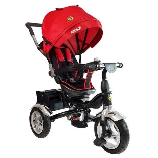 Majlo Toys tříkolka 2v1 s nafukovacími koly PRO600 červená