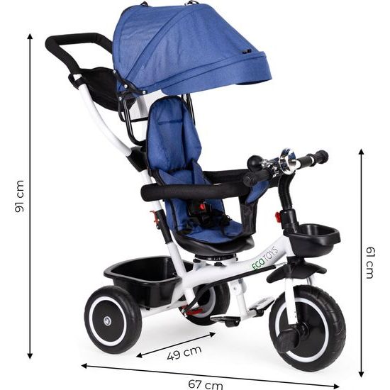 Ecotoys dětská tříkolka s otočným sedadlem S360 modrá