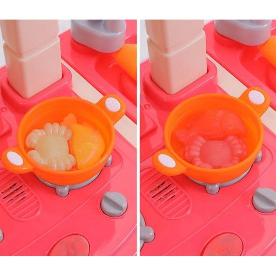 Velká dětská kuchyňka s tekoucí vodou, zvuky a světly Simulation Kitchen - růžová