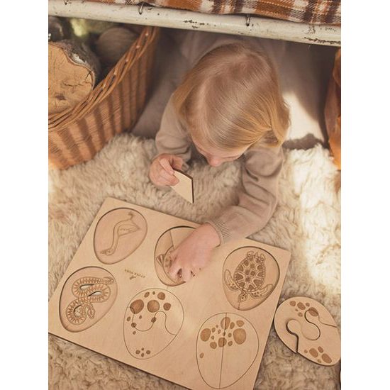 Vajcia - edukatívne drevené puzzle - ČESKÁ VERZIA