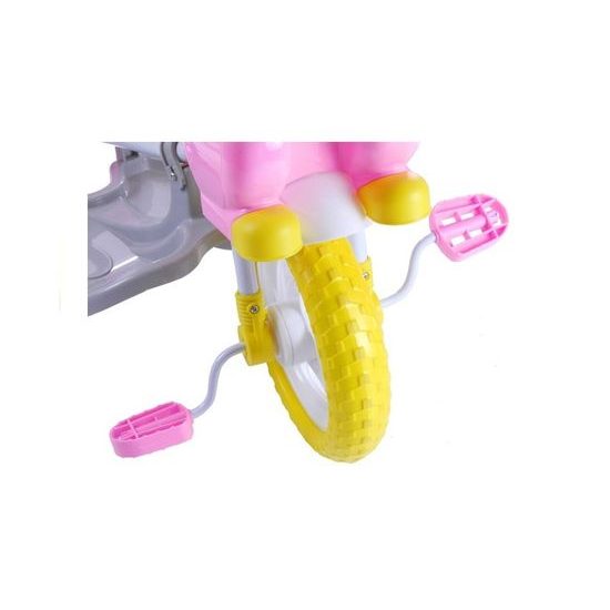 Dětská tříkolka s vodící tyčí Kočička růžová