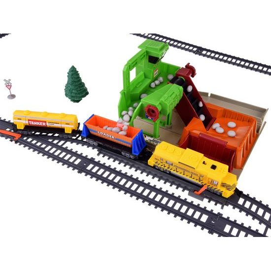 Dětská vláčkodráha na baterie s kamenolomem Construction Train 320 cm
