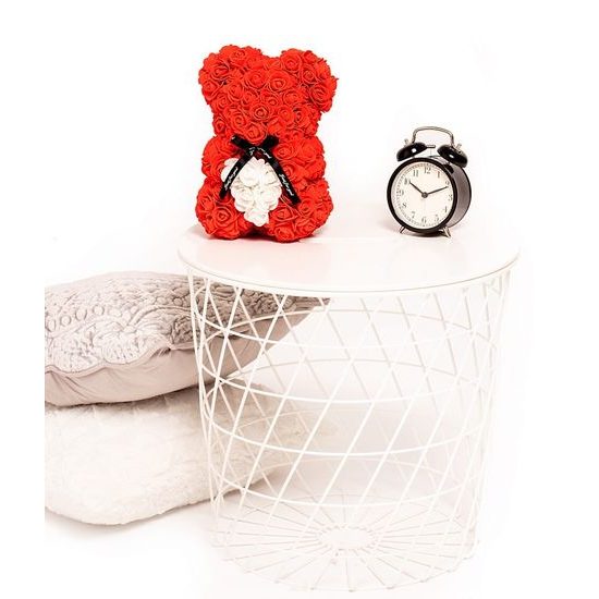 Medvídek z růží červený s bílým srdcem Rose Bear 25 cm