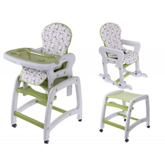 Ecotoys jídelní židlička s houpačkou 3v1 zelená