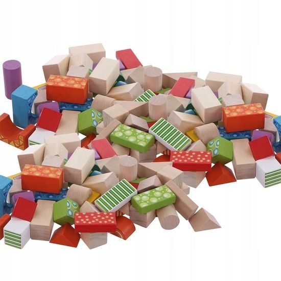 Ecotoys sada dřevěných kostek 50 ks v boxu