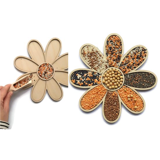 Senzorické Montessori sypání Květina - jemná motorika