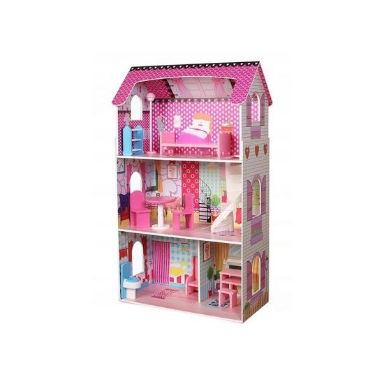 Ecotoys dřevěný domeček pro panenky se 3 patry