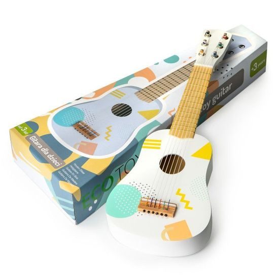 Ecotoys dětská dřevěná kytara Little Guitar bílá