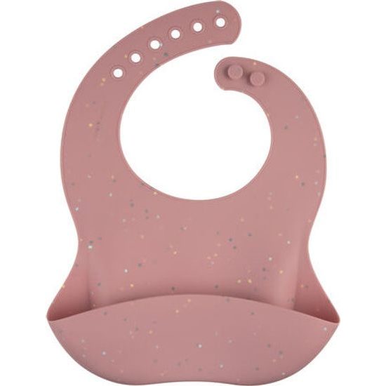 Canpol babies Silikonový bryndák s kapsou DOTS růžový