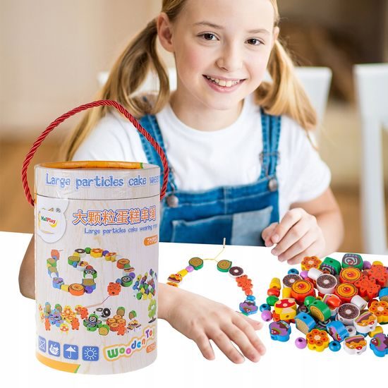 Sada na výrobu dřevěných korálků Wooden Beads 70 kusů