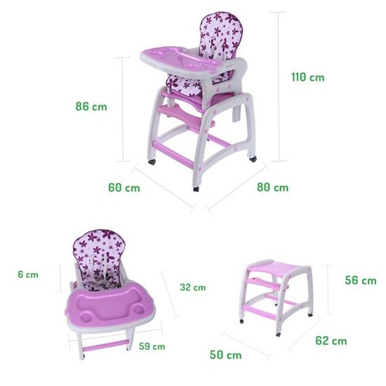 Ecotoys jídelní židlička 3v1 fialová