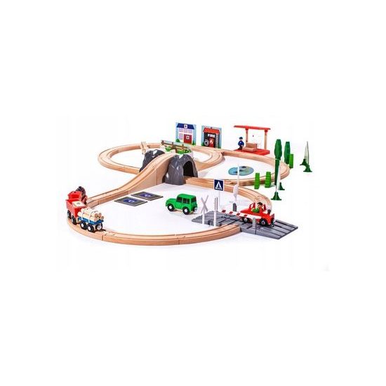 Doris dřevěná vláčkodráha na baterie 90 dílků