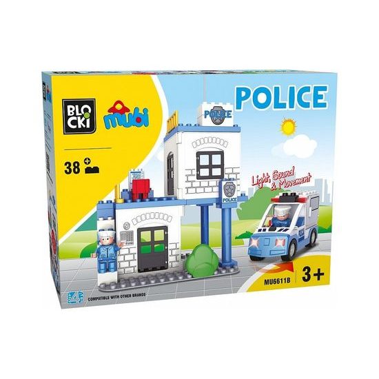 Blocki Mubi stavebnice Policejní stanice se světlem a zvukem 38 dílů
