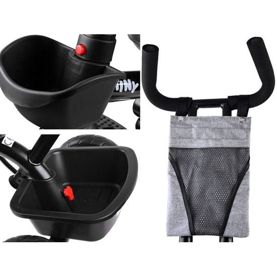 Dětská tříkolka Tiny Bike s otočným sedadlem 3v1 šedá