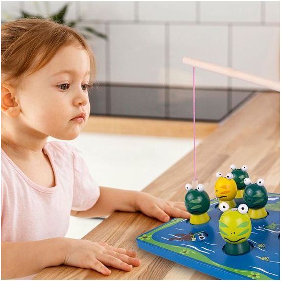 Dřevěné žabičky na lovení na magnet 3D