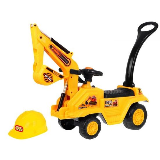 Odrážedlo Bagr s vodící tyčí 2v1 s helmou