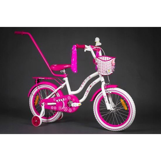 Mexller dětské kolo SISI 16" s vodící tyčí bílorůžové