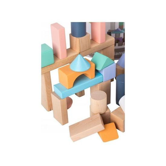 Ecotoys sada dřevěných kostek 50 ks v boxu NEO