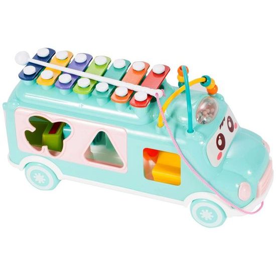 Interaktivní hrající autíčko s cimbálkami Happy Bus modré