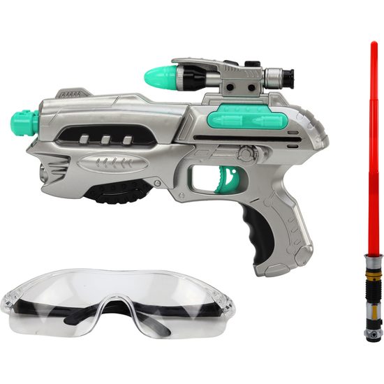 Vesmírná sada s mečem a brýlemi