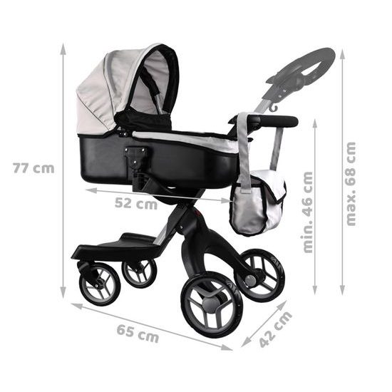 Alice moderní hluboký kočárek pro panenky 4544 šedý