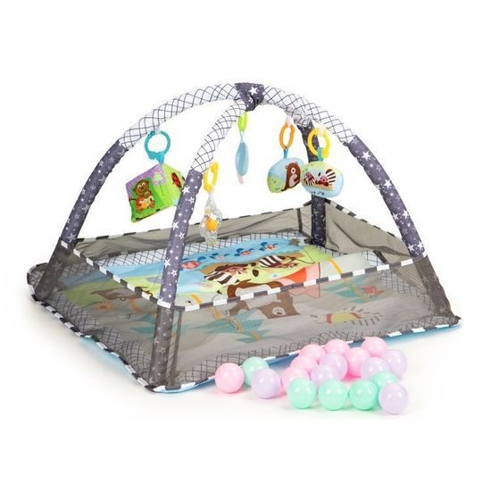 Ecotoys hrací deka 2v1 s 18 míčky Play Ball šedá