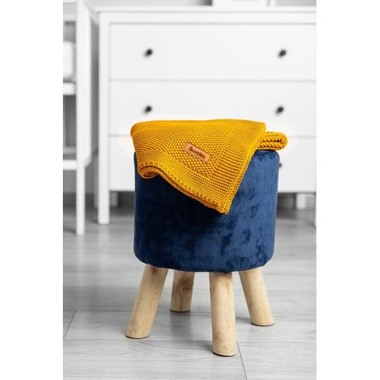 Dětská deka do kočárku pletená 100% bavlna hořčice