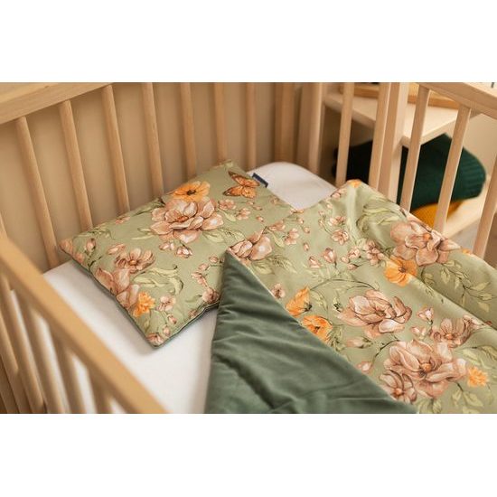 Souprava do postýlky Květiny, zelená