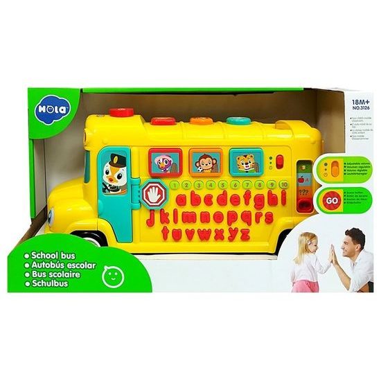 Huile Toys interaktivní naučný autobus pro nejmenší se zvuky School Bus
