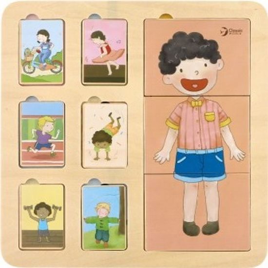Dřevěné deskové puzzle lidské tělo/sport