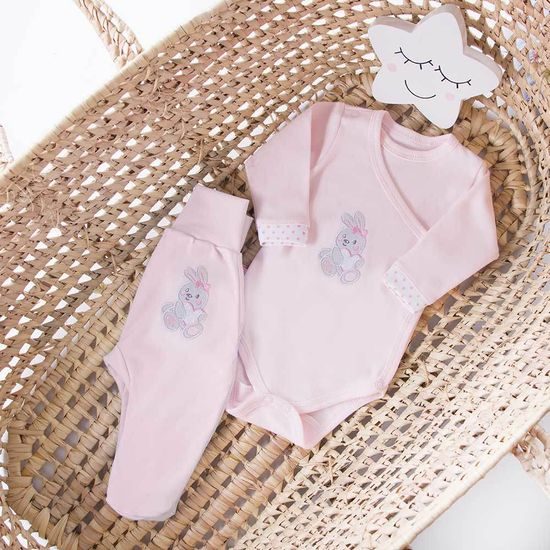 EEVI Kojenecké body s dlouhým rukávem Newborn růžová 62 (3-6m)